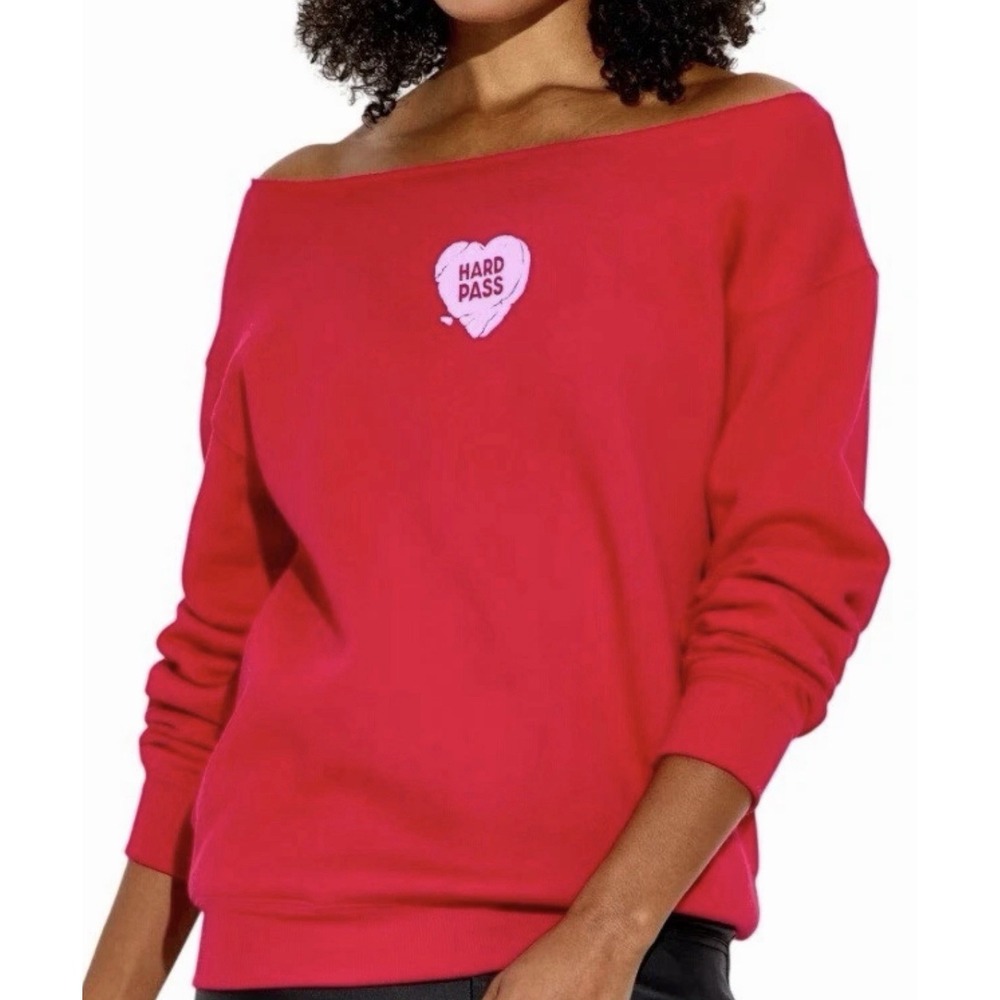 Wild Fable Size XL Red off the shoulder sweatshirt Hard Pass NEW
